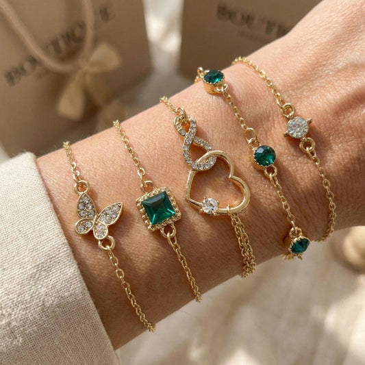 Hallow Heart grøn krystalsten armbåndssæt