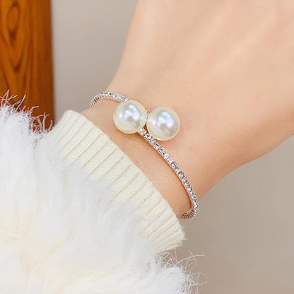 Duo Pearl Pavé Manchetarmbånd