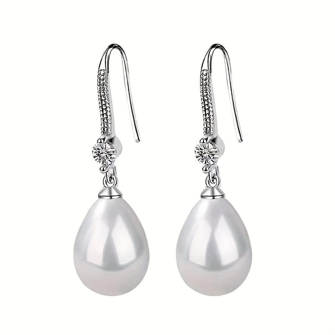 Teardrop Pearl Earrings with Crystals