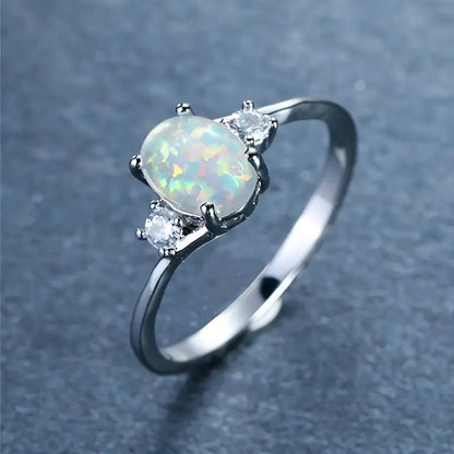 Opal Silver Wedding Rings