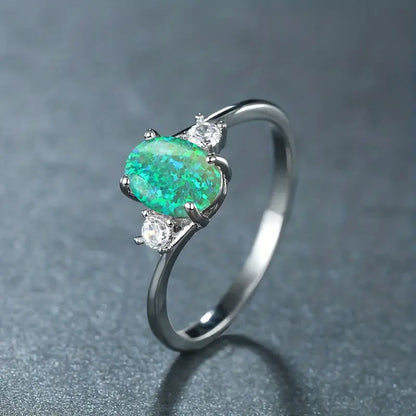 Opal Silver Wedding Rings