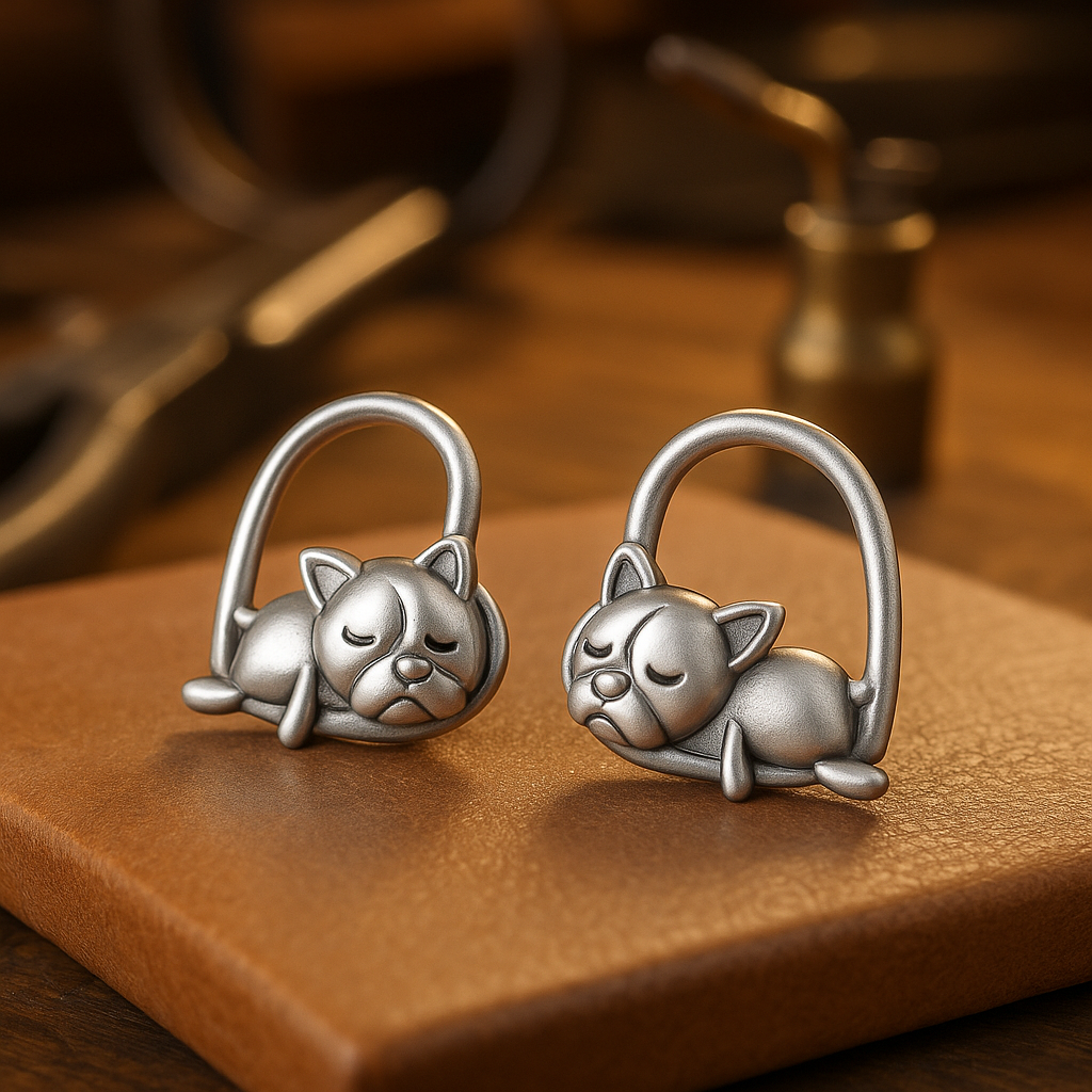 925 silver earrings with sleeping puppy