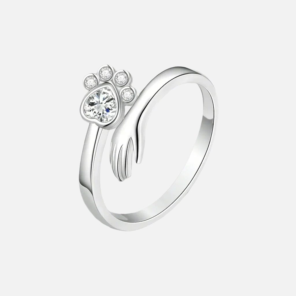 Adjustable ring in 925 sterling silver – Hand and paw print design