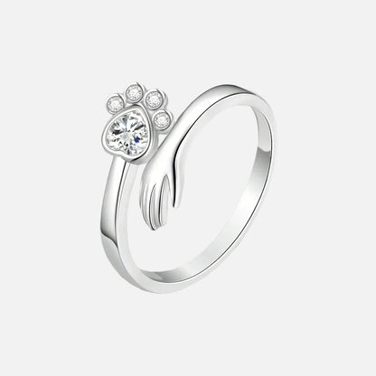 Adjustable ring in 925 sterling silver – Hand and paw print design