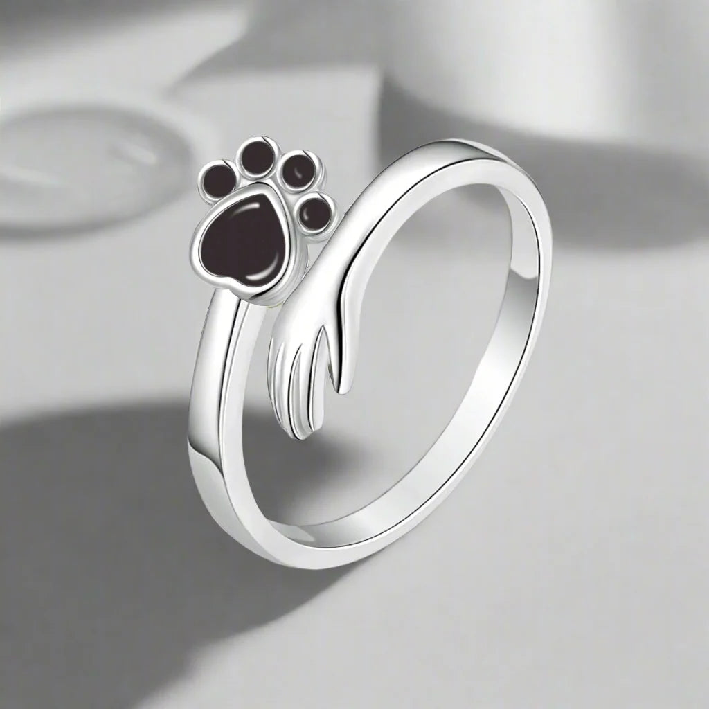 Adjustable ring in 925 sterling silver – Hand and paw print design