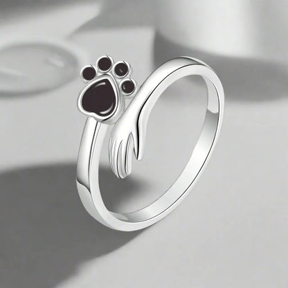 Adjustable ring in 925 sterling silver – Hand and paw print design