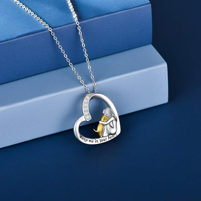Sterling Silver Necklace – Heart and Dog Design with Cubic Zirconia