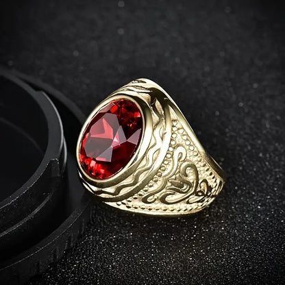 Guld Ruby indgraveret ring