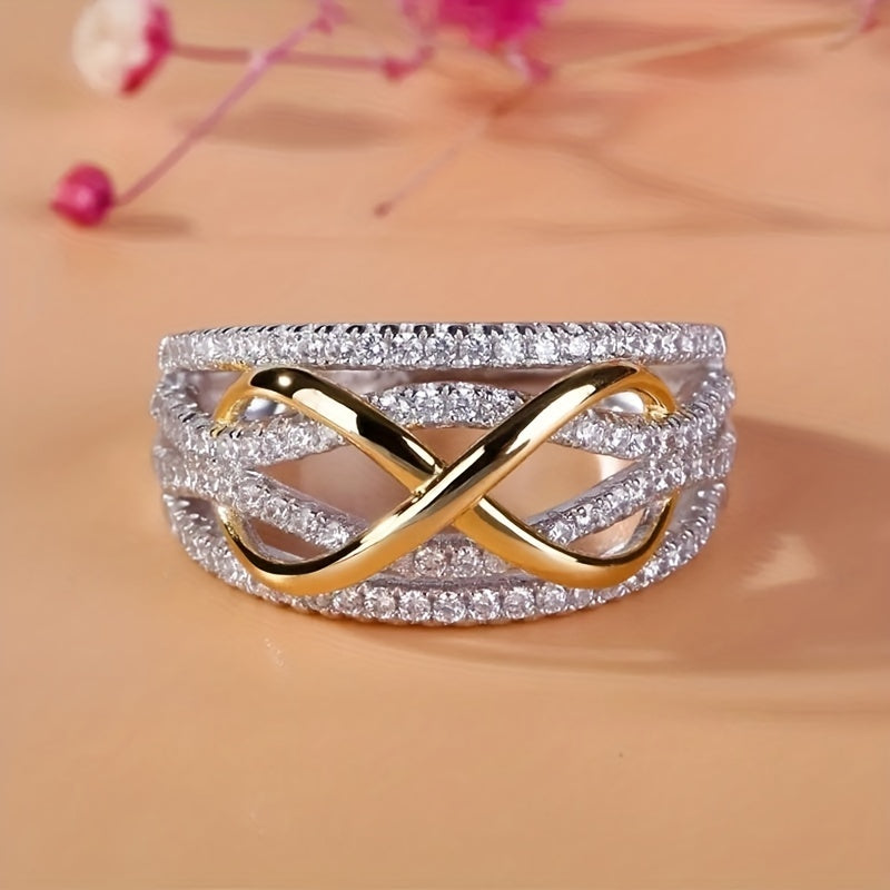 Hvidguldsbelagt zirkonia infinity-ring