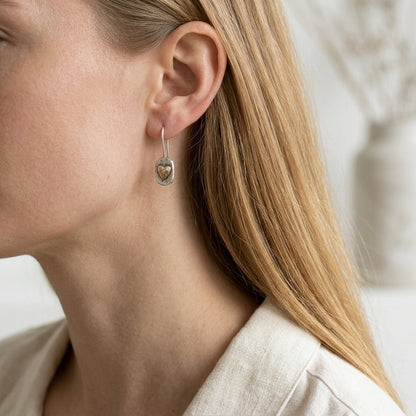 Vintage heart earrings with gold inlay