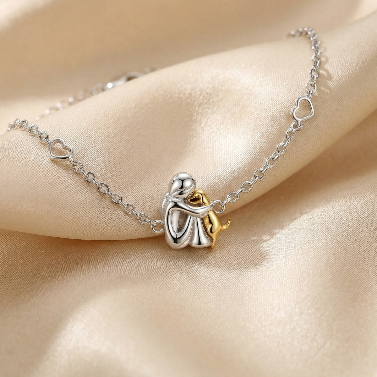"Forever in your Heart" adjustable full charm bracelet with dog hug