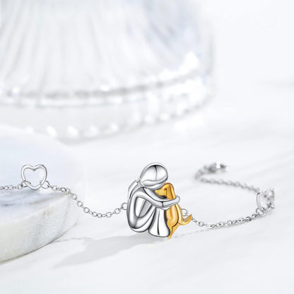 "Forever in your Heart" adjustable full charm bracelet with dog hug