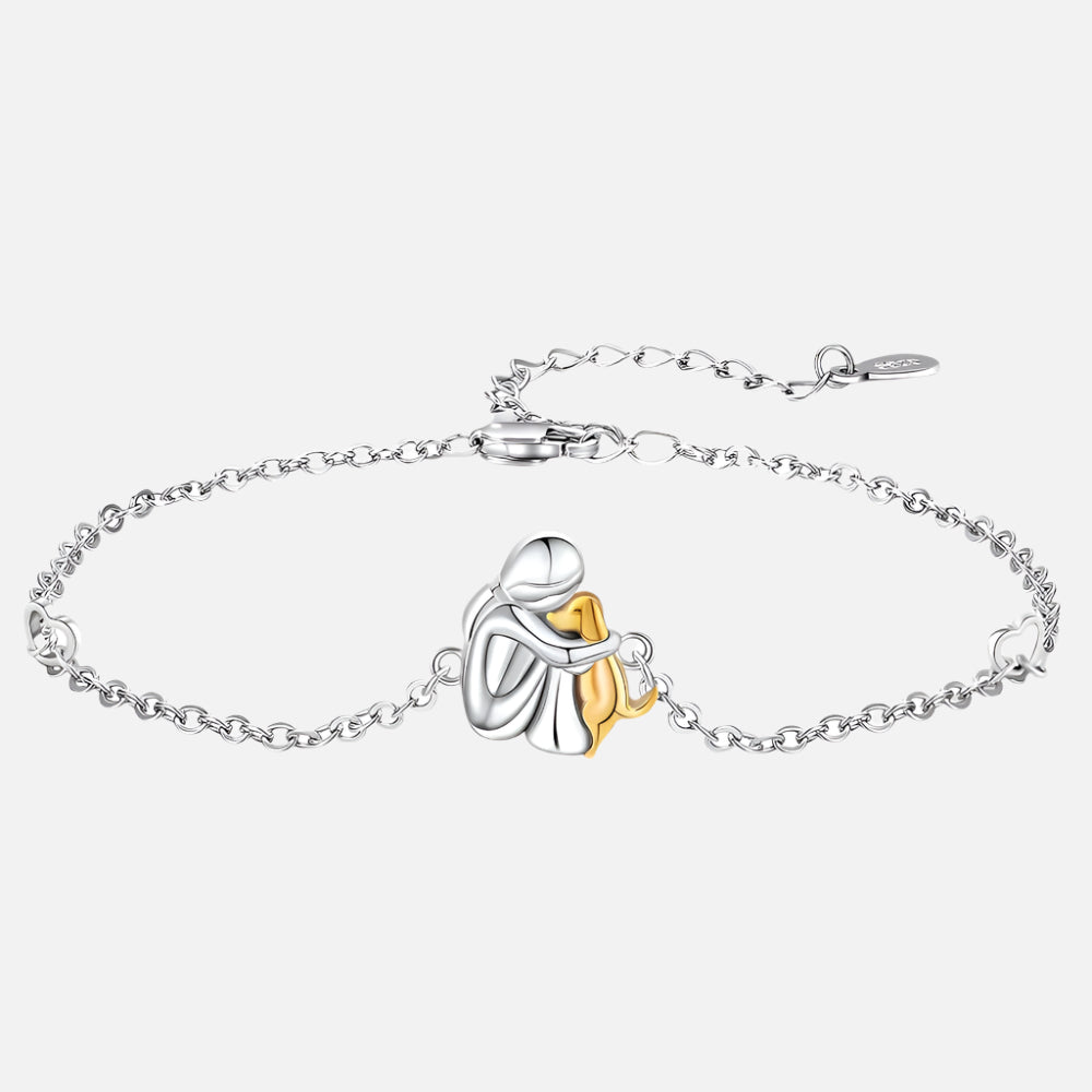 "Forever in your Heart" adjustable full charm bracelet with dog hug