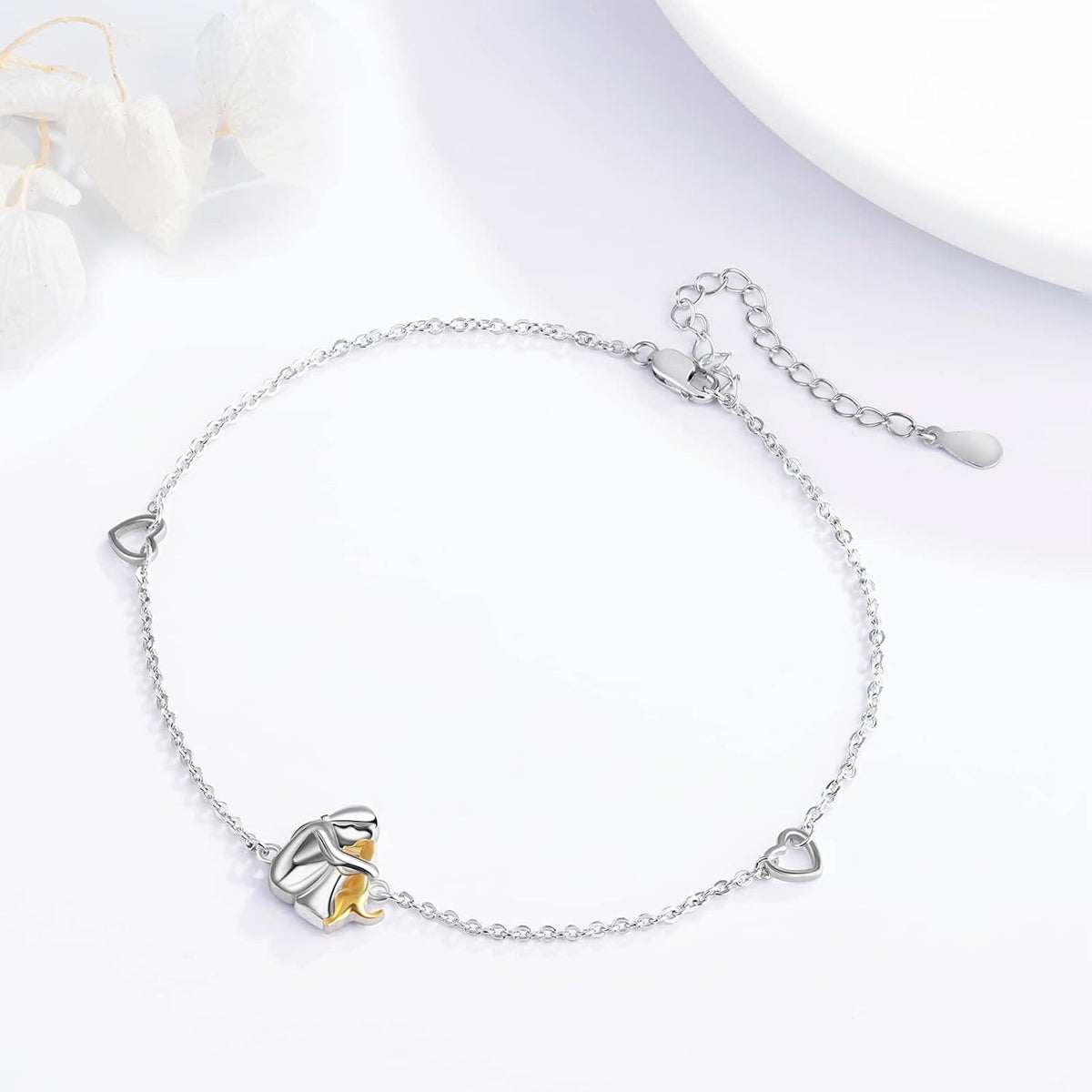 "Forever in your Heart" adjustable full charm bracelet with dog hug