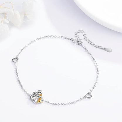 "Forever in your Heart" adjustable full charm bracelet with dog hug
