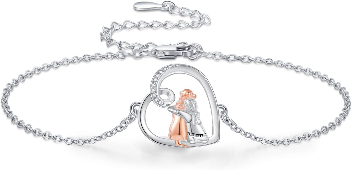 "Forever in your Heart" adjustable full charm bracelet with dog hug