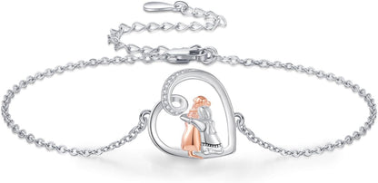 "Forever in your Heart" adjustable full charm bracelet with dog hug
