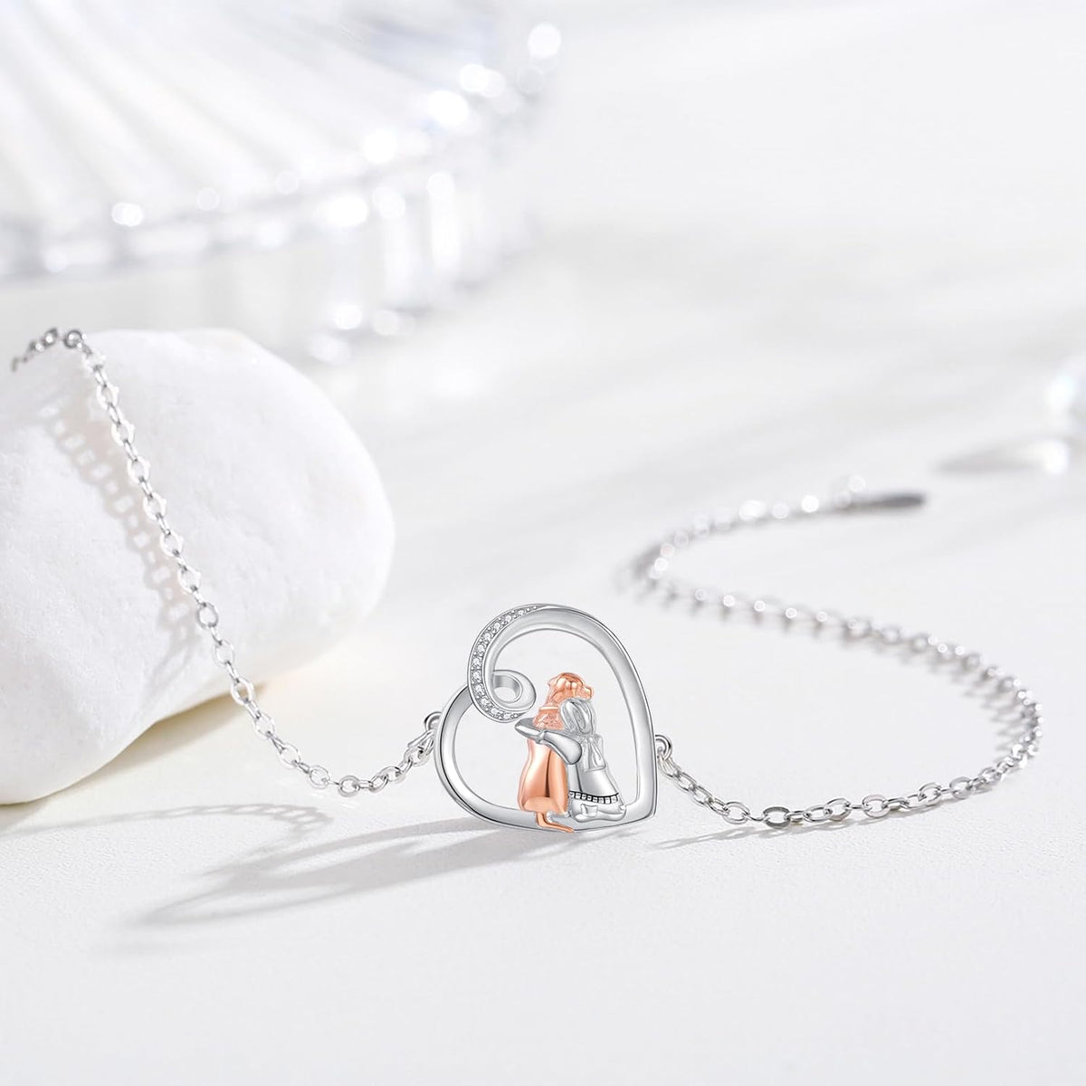 "Forever in your Heart" adjustable full charm bracelet with dog hug