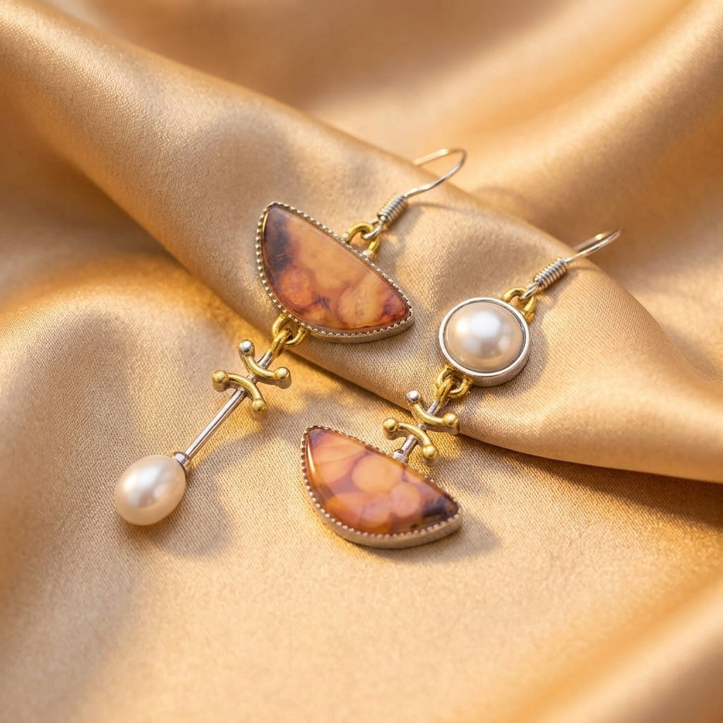 Natural Stone Earrings (Orange)