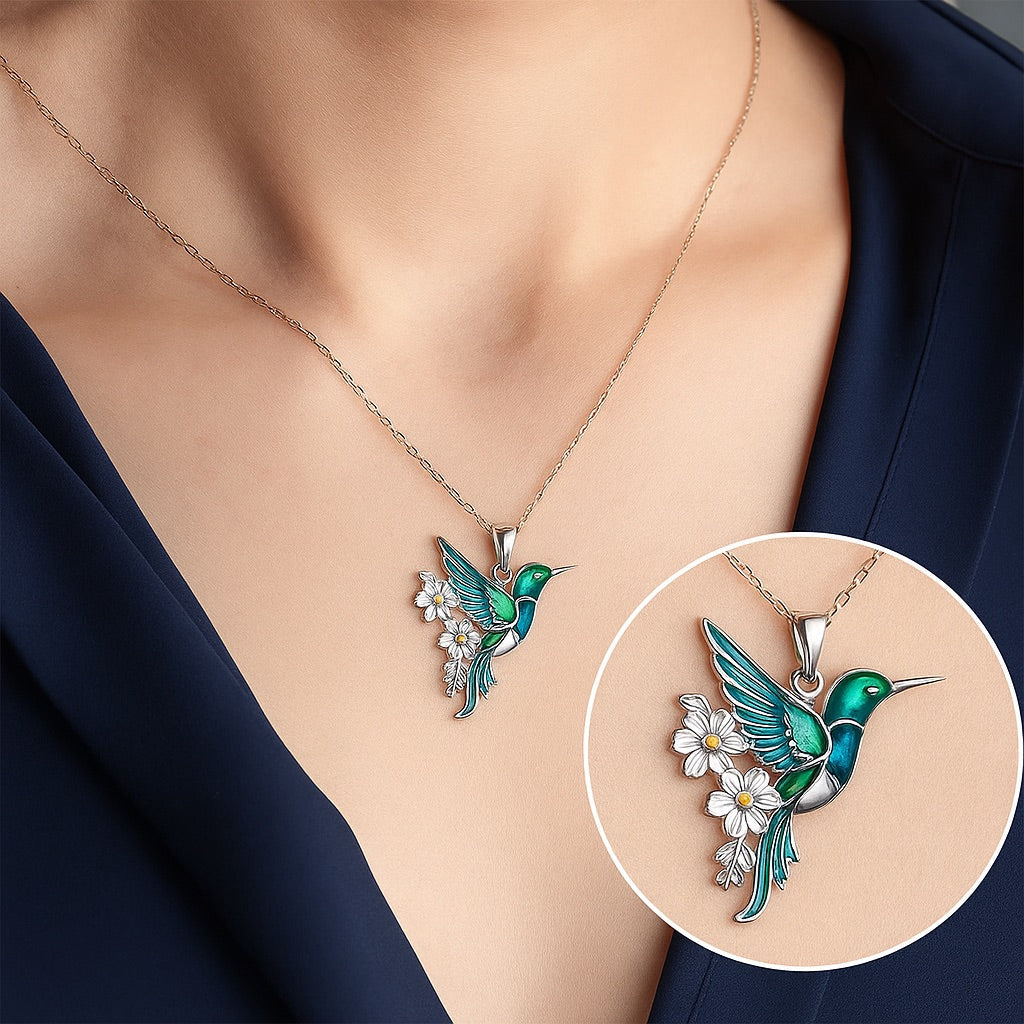 Beautiful hummingbird necklace with bonus earrings – limited time offer