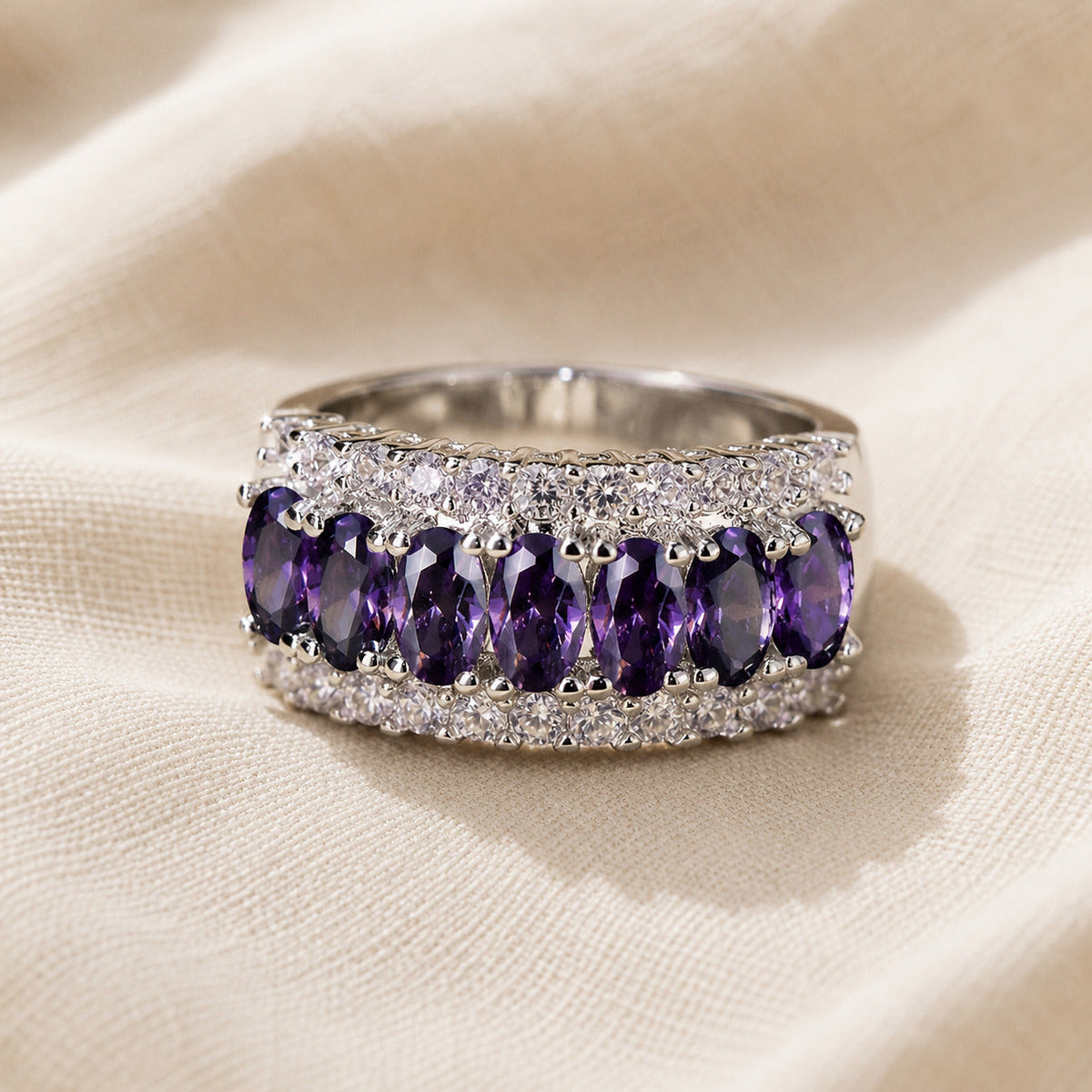 Bohemian Ametystring med Cubic Zirconia