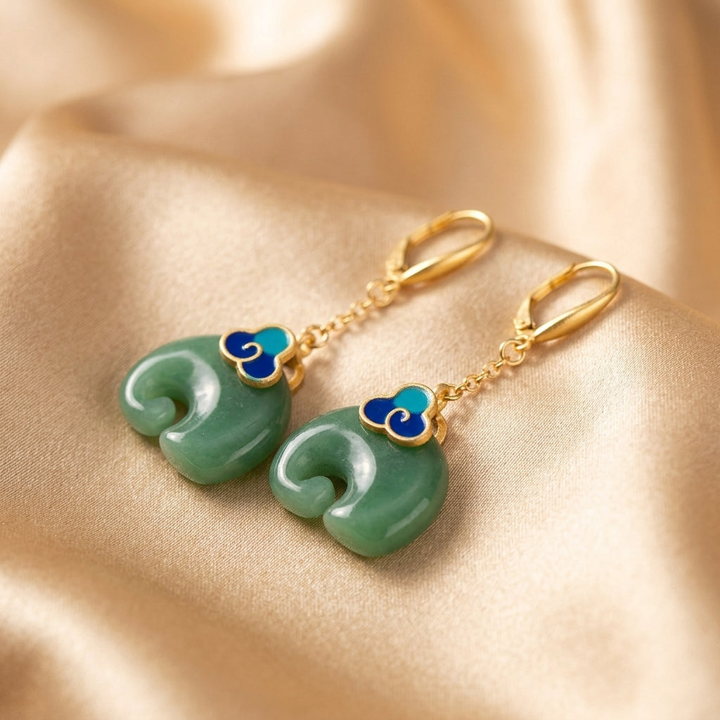 Retro green elephant earrings