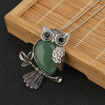 Crystal Owl Wisdom Pendant Necklace