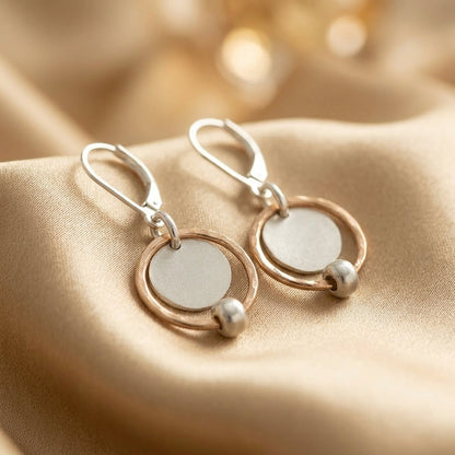 Stylish earrings with gold and silver beads