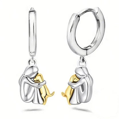 "Forever in Your Heart" Dog Hug Dangle Drop Earrings