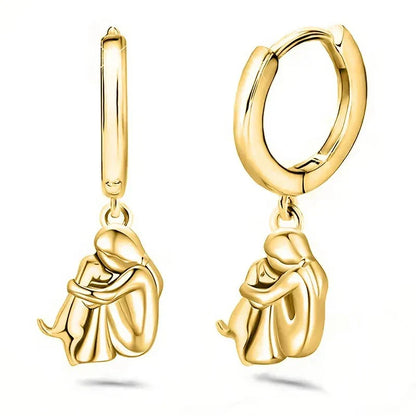 "Forever in Your Heart" Dog Hug Dangle Drop Earrings