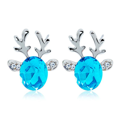 Festive Reindeer Crystal Stud Earrings
