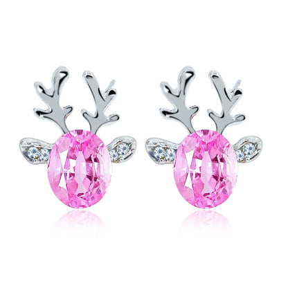 Festive Reindeer Crystal Stud Earrings