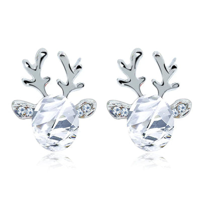 Festive Reindeer Crystal Stud Earrings