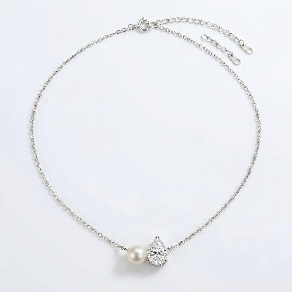 Pearl Teardrop Duo Charm Halskæde