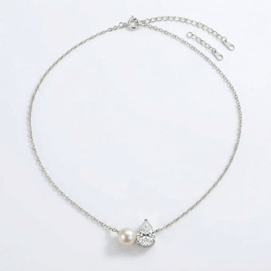 Pearl Teardrop Duo Charm Halskæde