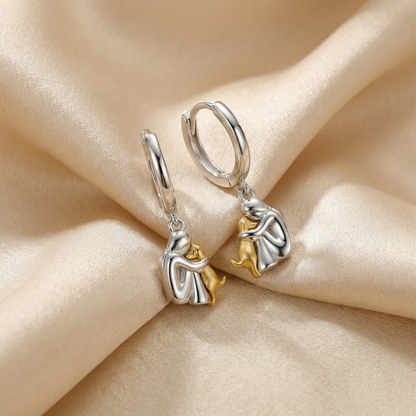 "Forever in Your Heart" Dog Hug Dangle Drop Earrings