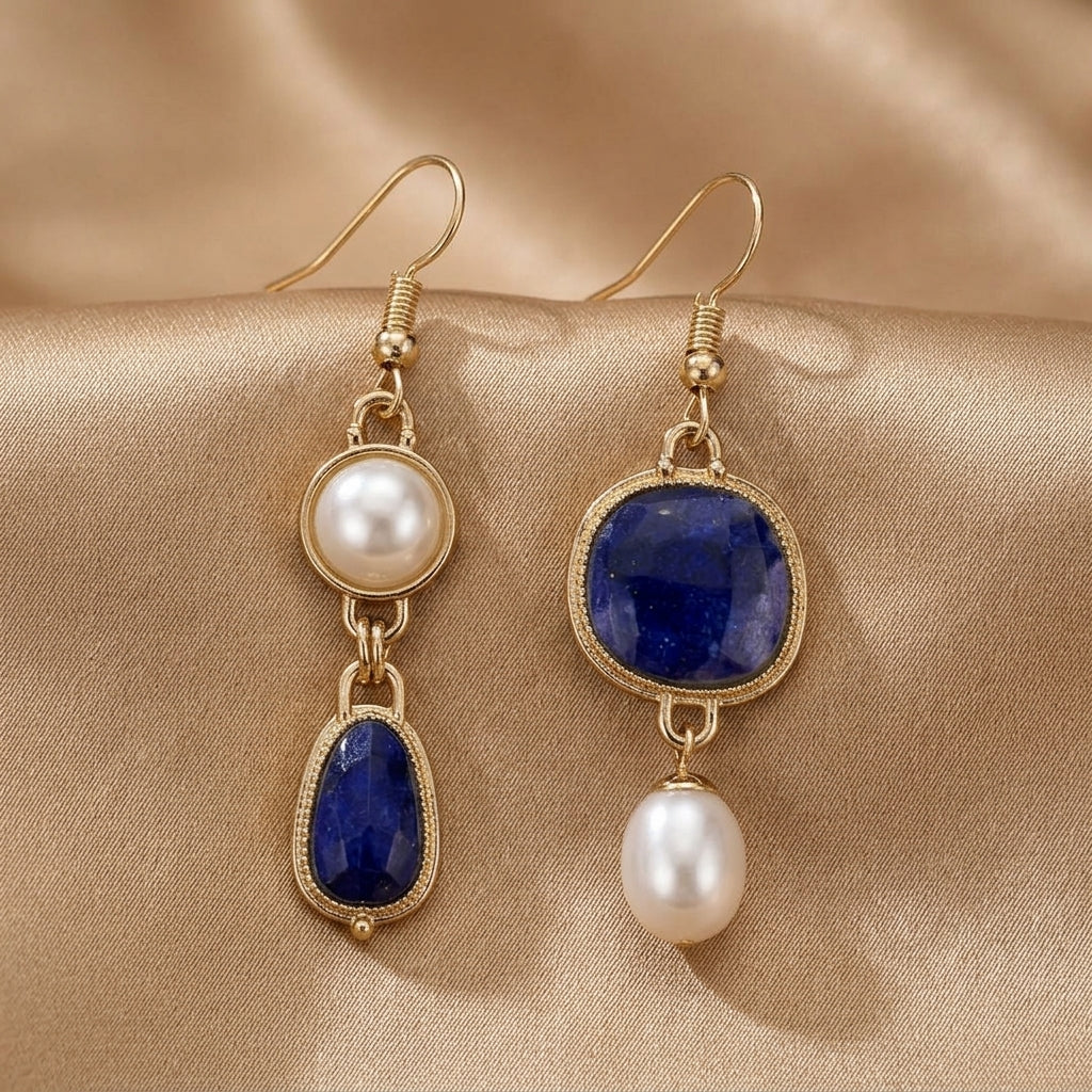 Timeless blue stone bead earrings
