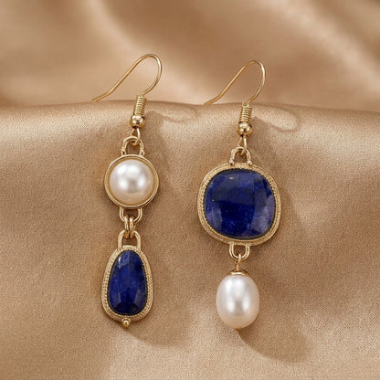 Timeless blue stone bead earrings
