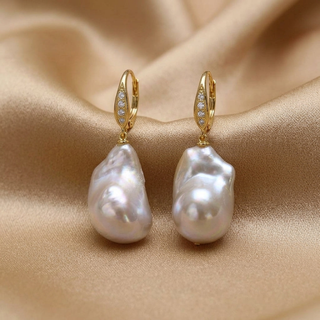 Baroque pearl hook earrings