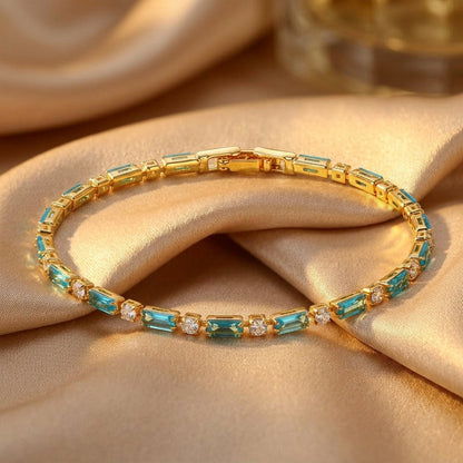 Forgyldt Zircon Turkois Sten Armbånd