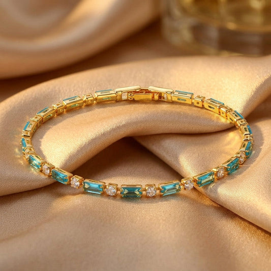 Forgyldt Zircon Turkois Sten Armbånd