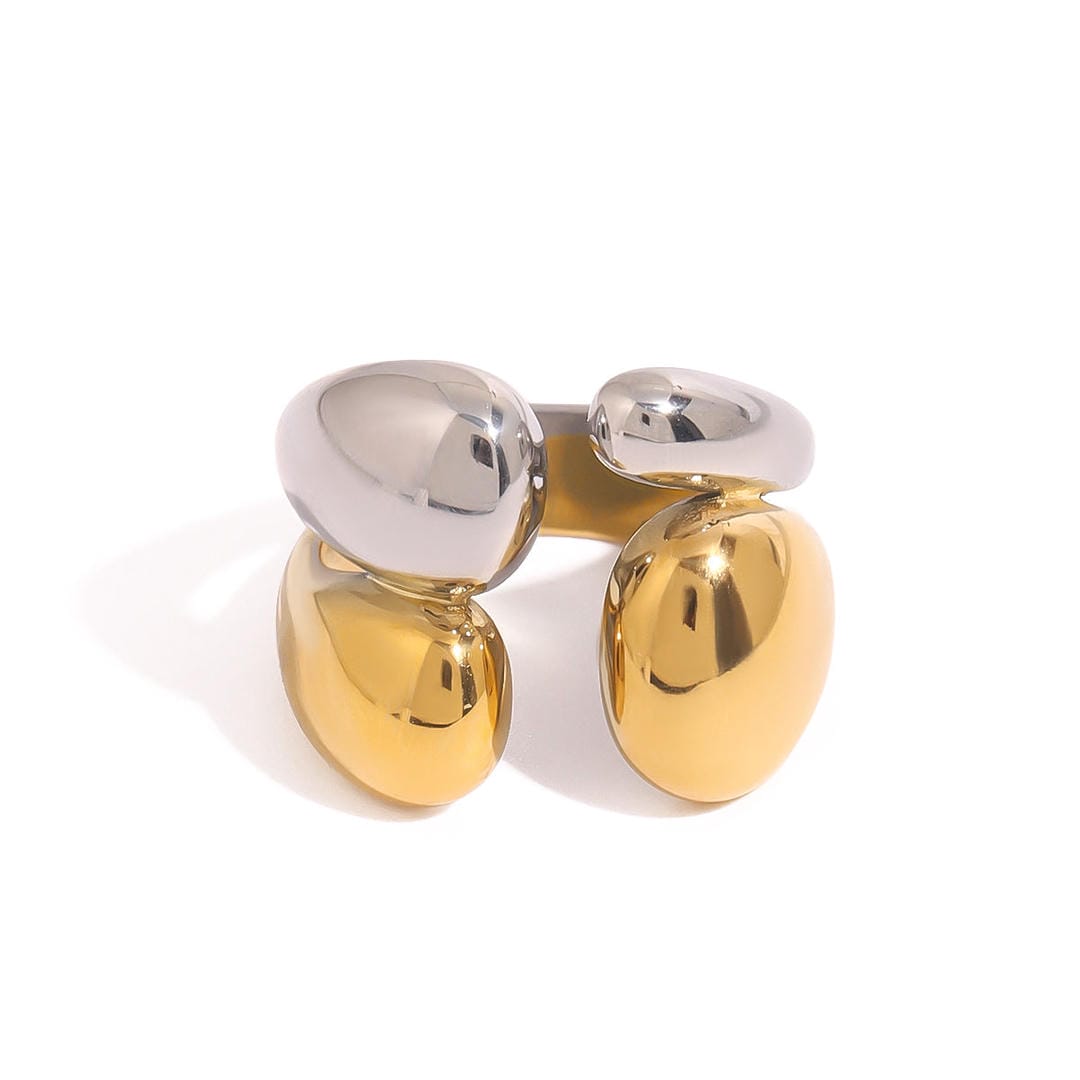 To-tonet guld sølv stabelbar ring