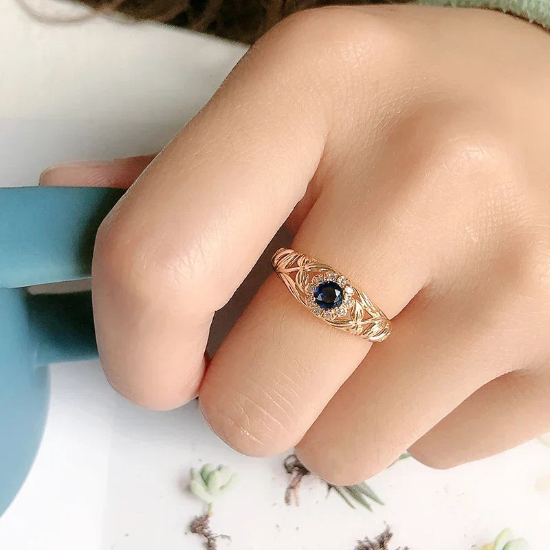 Elegant rosaguld safirring