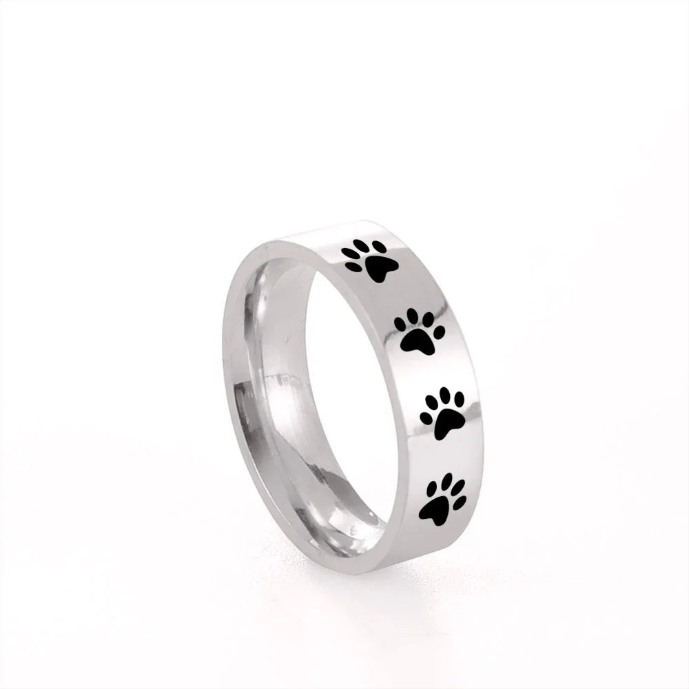 Handmade Stainless Steel Paw Print Ring