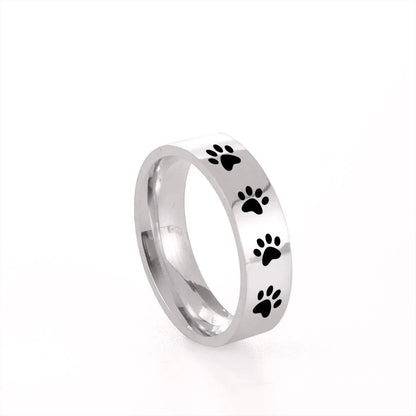 Handmade Stainless Steel Paw Print Ring