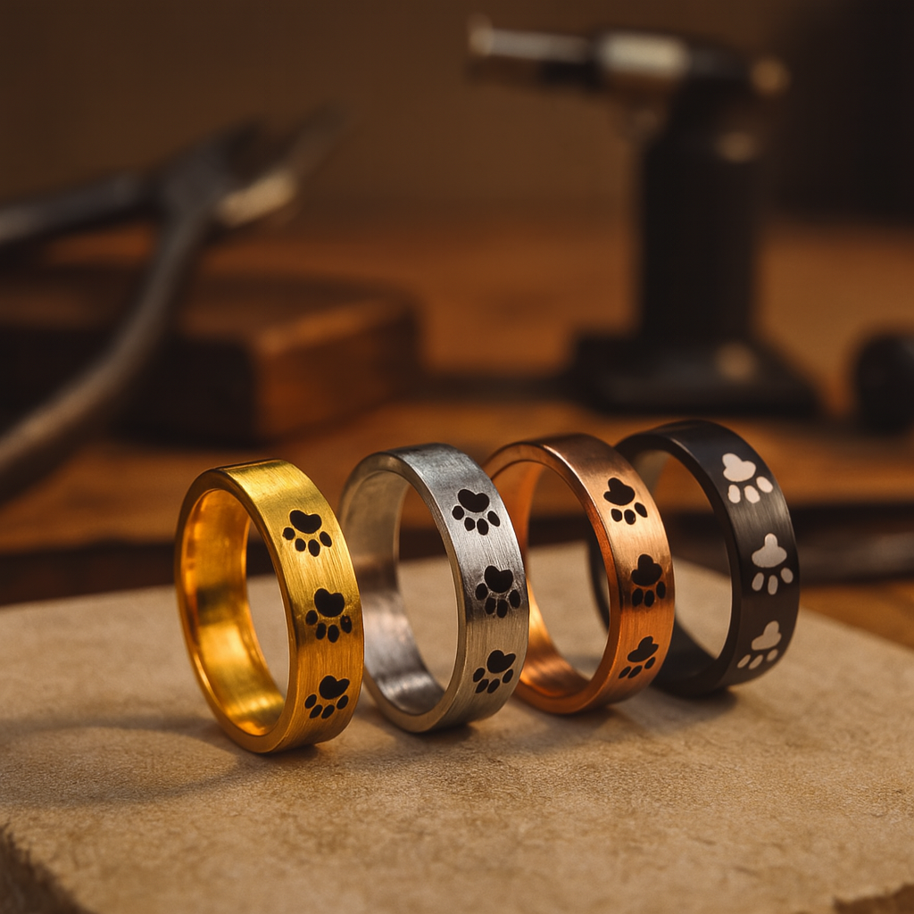 Handmade Stainless Steel Paw Print Ring