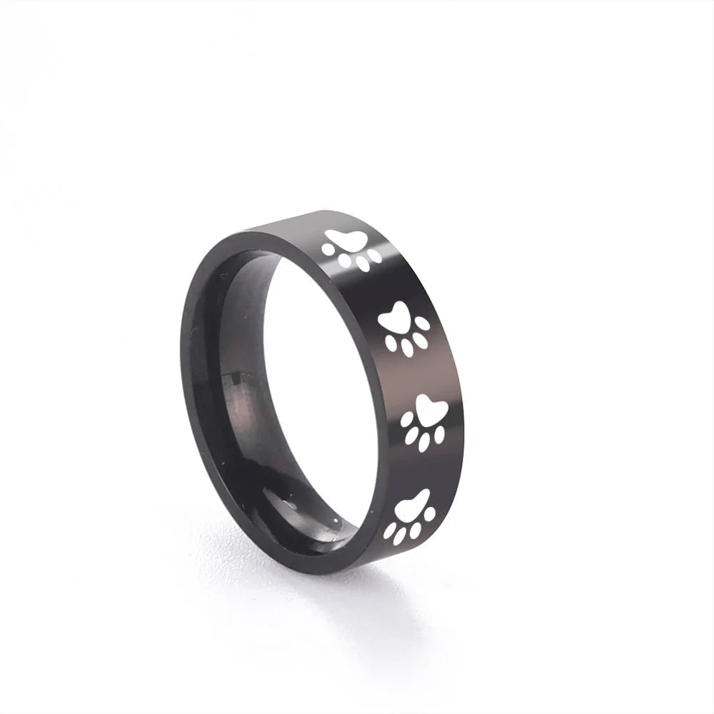 Handmade Stainless Steel Paw Print Ring