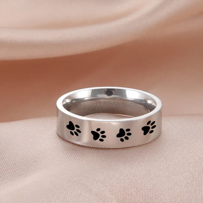 Handmade Stainless Steel Paw Print Ring
