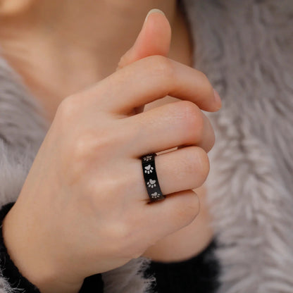 Handmade Stainless Steel Paw Print Ring