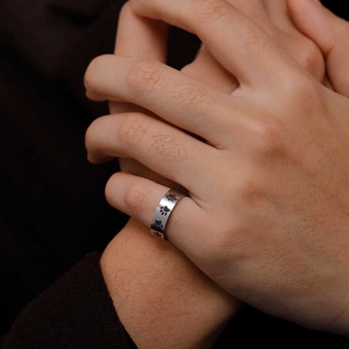 Handmade Stainless Steel Paw Print Ring